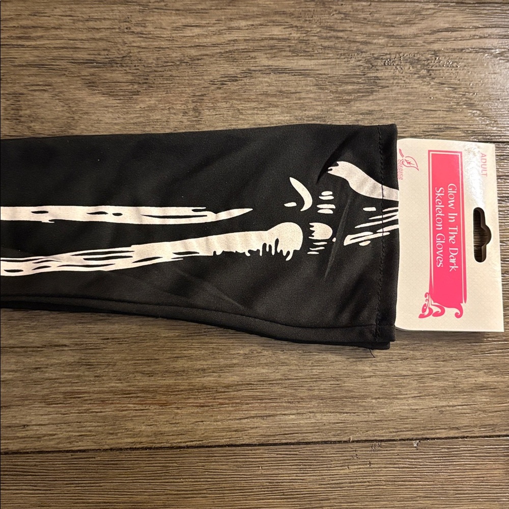 NWT [Seasons] Glow in the Dark Elbow Length Black Skeleton Gloves, Adult OS - Picture 5 of 10
